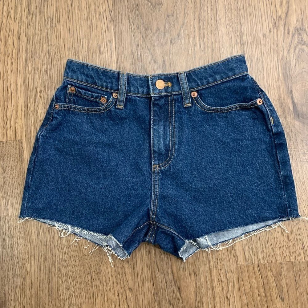 Victoria Secret PINK Women High Waist Cut Off Denim Shorts Blue Size 24 - Picture 3 of 5